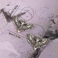 Skull Butterfly Dangle Earrings Retro Gothic Style Halloween Accessories