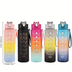 Gradient Leakproof Water Bottle with Time Marker 300ml 750ml 10-36oz