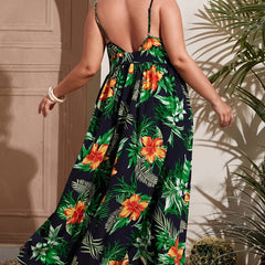 Tropical Print Maxi Cami Dress