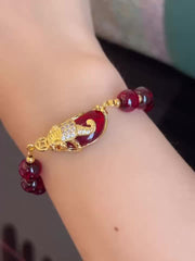 1 Pc Natural Red Jade Koi Fish Bracelet Luck Abundance Charm Gift