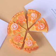 3pcs Mini Lemon Slice Pizza Cake Resin Desk Decor Playful Orange DIY Cream Glue