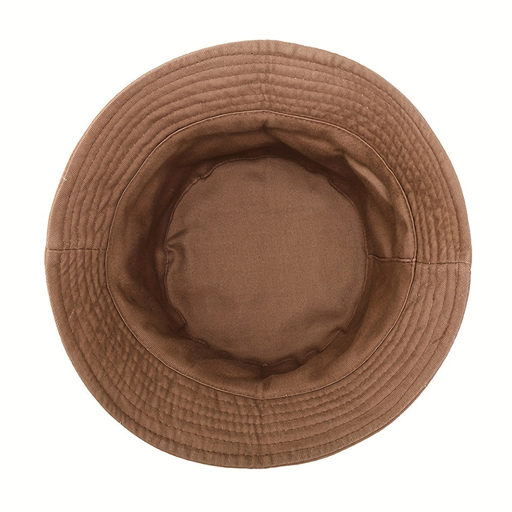 Classic Label Patch Bucket Hat Khaki Unisex Sunscreen Basin Hat