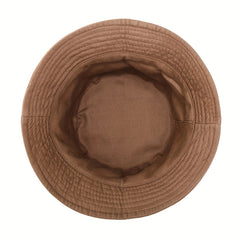 Classic Label Patch Bucket Hat Khaki Unisex Sunscreen Basin Hat