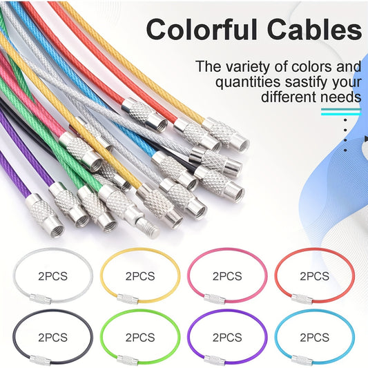 16pcs Stainless Steel Wire Keychains 15 24 Cm Key Chain For Luggage Tags