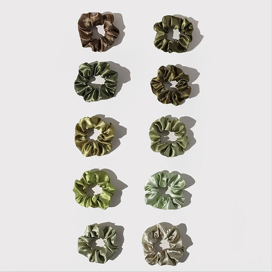 10pcs Smooth Texture Girls Hair Ring Satin Elastic Headdress