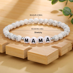 Marbling Smooth Beaded Bracelet MAMA Letter Pattern Hand Bracelet