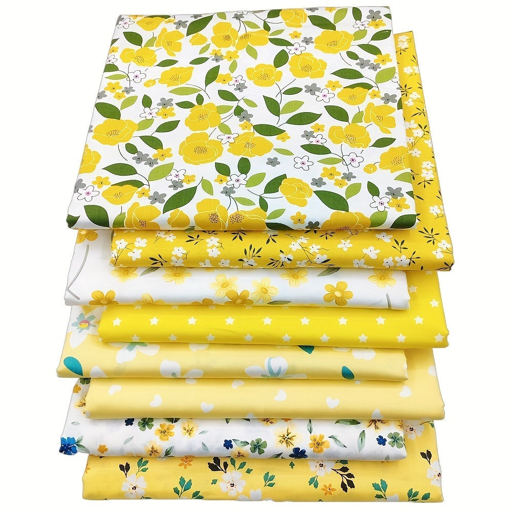 8pcs Cotton Pastoral Yellow Twill Fabric DIY Doll Clothes Fabric Set