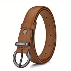 Solid PU Belt Leopard Print Round Buckle Vintage Jeans Pants Belt