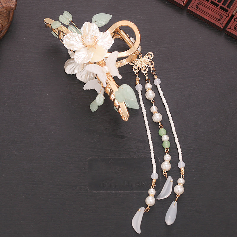 Chinese Style Floral Hair Claw Ponytail Holder