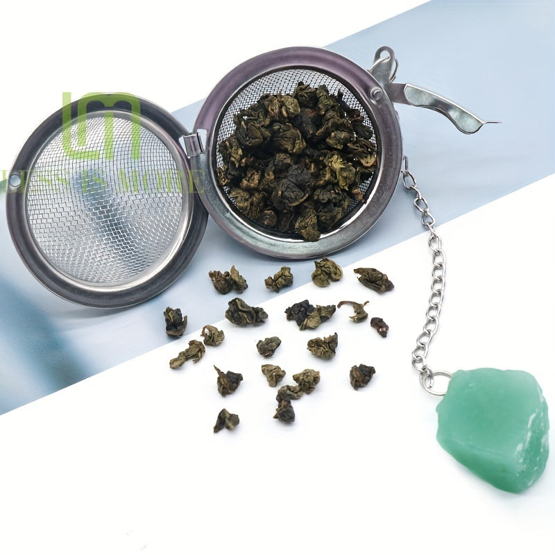 Stainless Steel Tea Infuser Ball Strainer with Healing Stones Rose Quartz