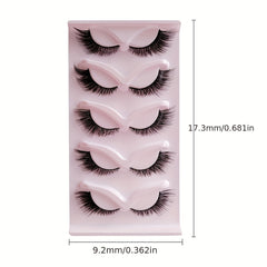 5 Pairs Faux Mink Eyelashes Long Curl Natural Cat Eye 3D Winged End False Lashes