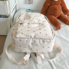28GD Medium Nylon Women Backpacks Floral Print Bookbag for Teen Girls
