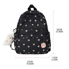 28GD Small Nylon Women Backpacks Lightweight Daypack with Plush Bear Charm
