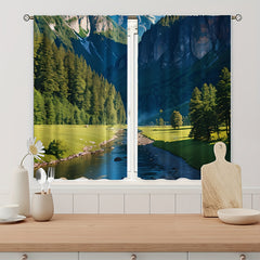 Mountain Grassland Coniferous Forest Curtain Tapestry for Home Decor