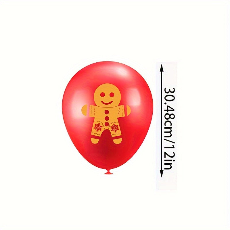 14pcs Christmas Latex Balloons Set Red Green Confetti Ribbons Party Dec