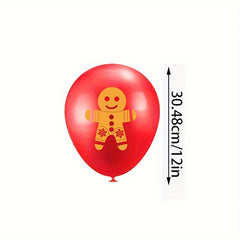 14pcs Christmas Latex Balloons Set Red Green Confetti Ribbons Party Dec