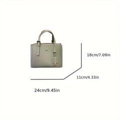 Dark Green Leather Tote Bag Women Durable Top Handle Removable Strap