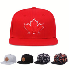 Maple Leaf Embroidery Snapback Hat Red Baseball Cap Hip Hop Unisex Dad Hats