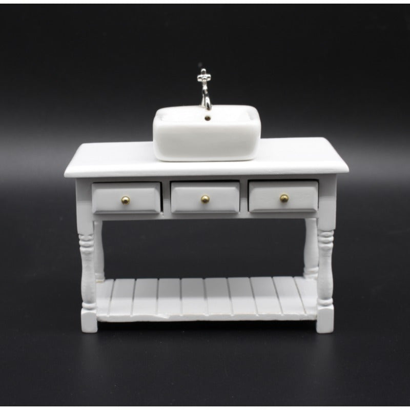 Dolls House Furniture Model Dining Room Wooden Table with Drawers