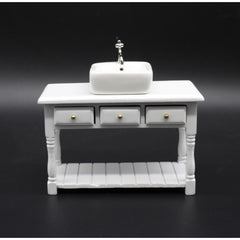 Dolls House Furniture Model Dining Room Wooden Table with Drawers