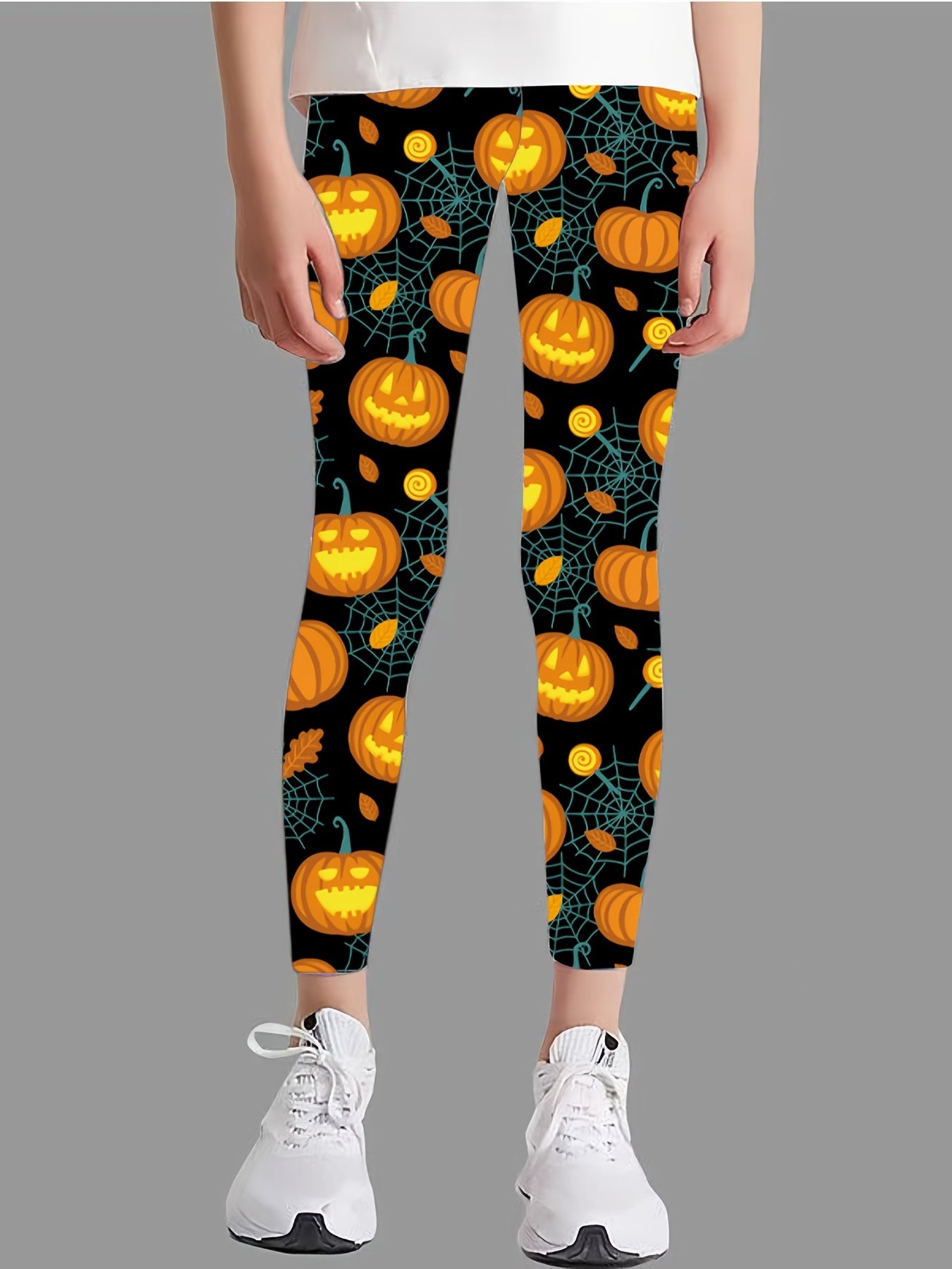 Girl's Skull Full Print Tight Leggings for Halloween