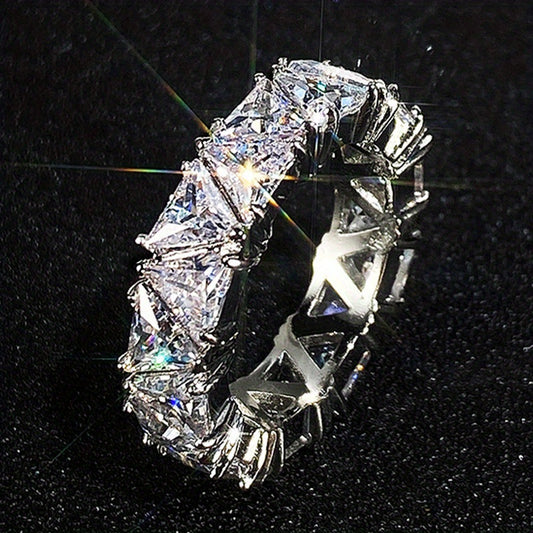 Triangle Zircon Ring 18k Plated Promise Ring for Female