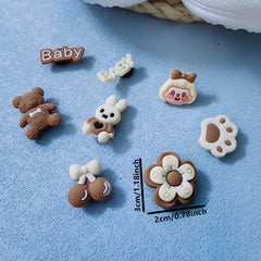8pcs Cartoon Brown Bear Rabbit Shoe Buckle Set