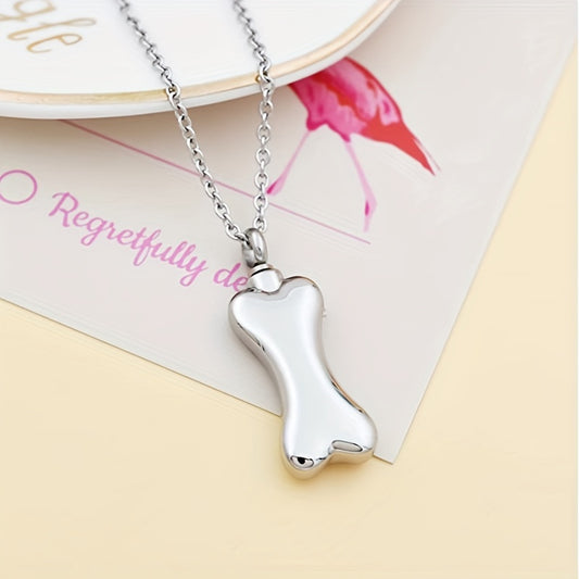 Stainless Steel Paw Bone Pendant Cremation Urn Necklace