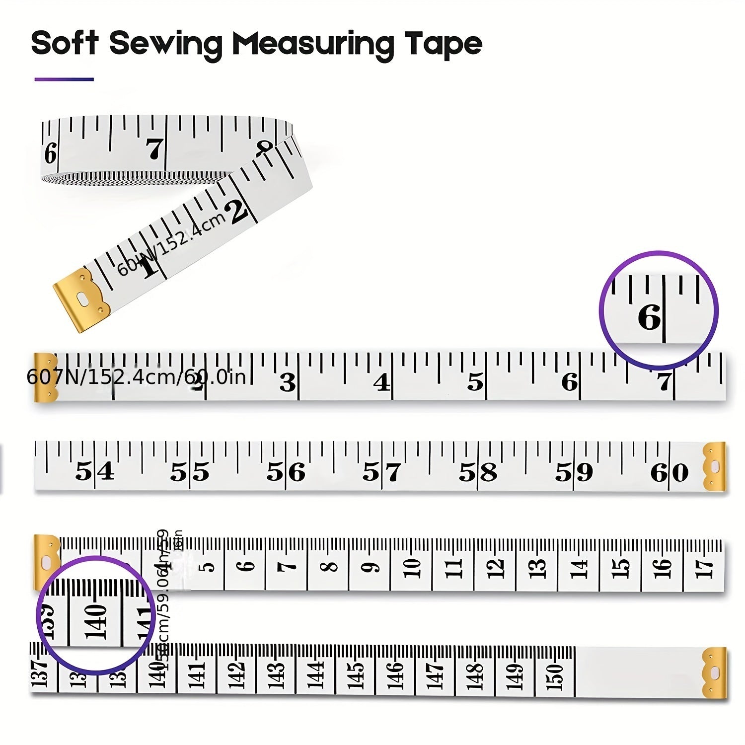 2pcd Tape Measure Soft Ruler 60 Inch Double Sided Fabric Sewing Weight Loss