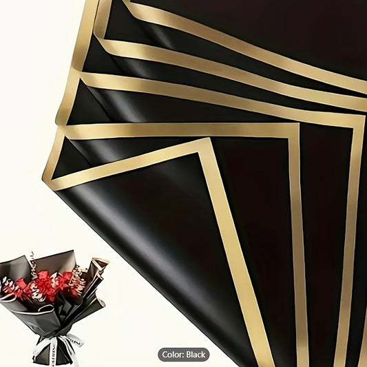20pcs Waterproof Flower Art Golden Edge Paper Rose Flower Wrapping Paper