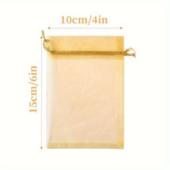 100pcs Mixed Organza Gift Bags Drawstring Party Favor Candy Packaging Bag