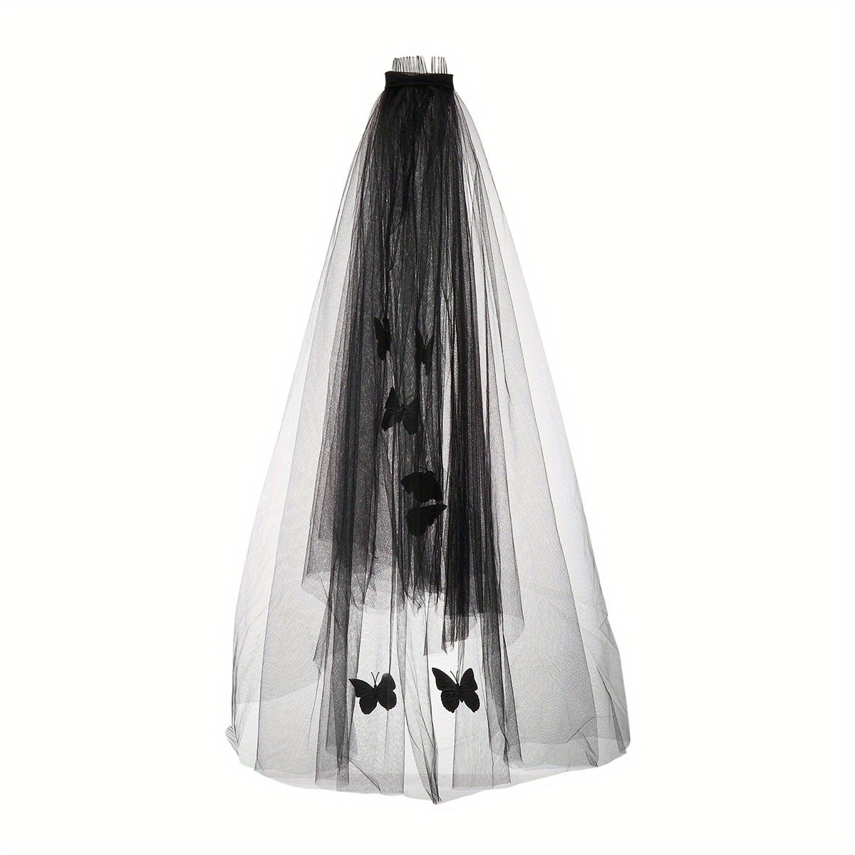 Tulle Bridal Veil with Butterfly Hair Accessory for Weddings