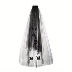 Tulle Bridal Veil with Butterfly Hair Accessory for Weddings