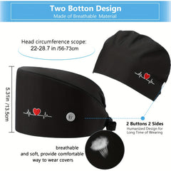 Adjustable Elastic Bouffant Cap with Buttons & Cord