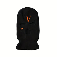 Men's Embroidered V Riding Hooded Warm Hat