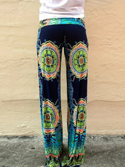  Boho Pants Women's Plus Floral Print Wide Leg Pants