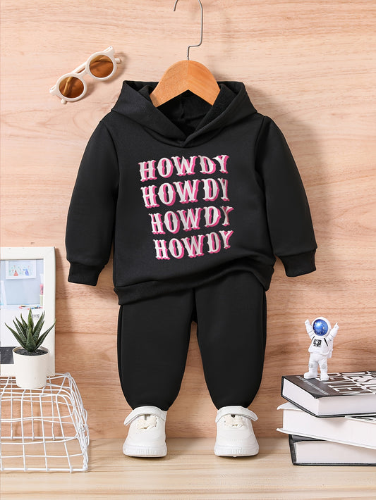 HOWDY Print Kids Outfit Toddler Baby Trousers Long Sleeve Sweatshirt Set