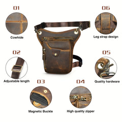 Top Layer Cowhide Waist Bag Classic & Stylish Fanny Pack for Travelers