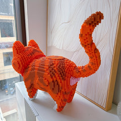 Large Orange Cat Building Block Set Party Game DIY 3D Puzzle Assembly