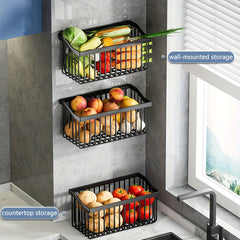 Fruit And Vegetable Basket Wall Mounted Storage Baskets Kitchen Storage