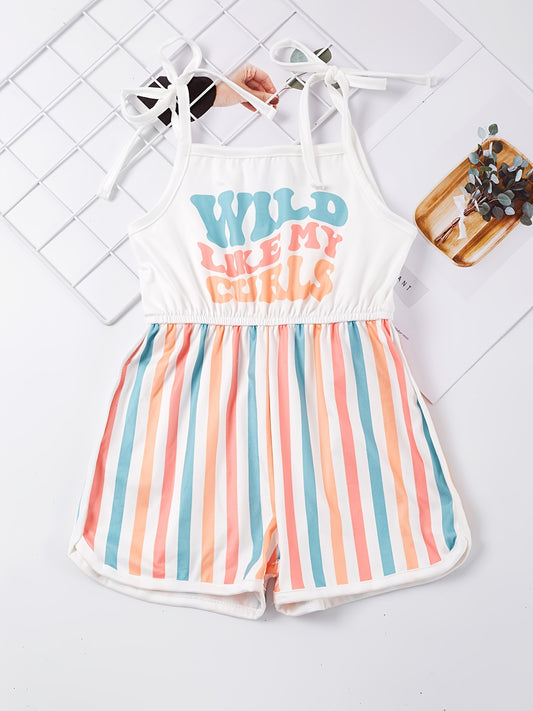 Toddler Girls WILD LIKE MY CURLS Stripe Cami Rompers