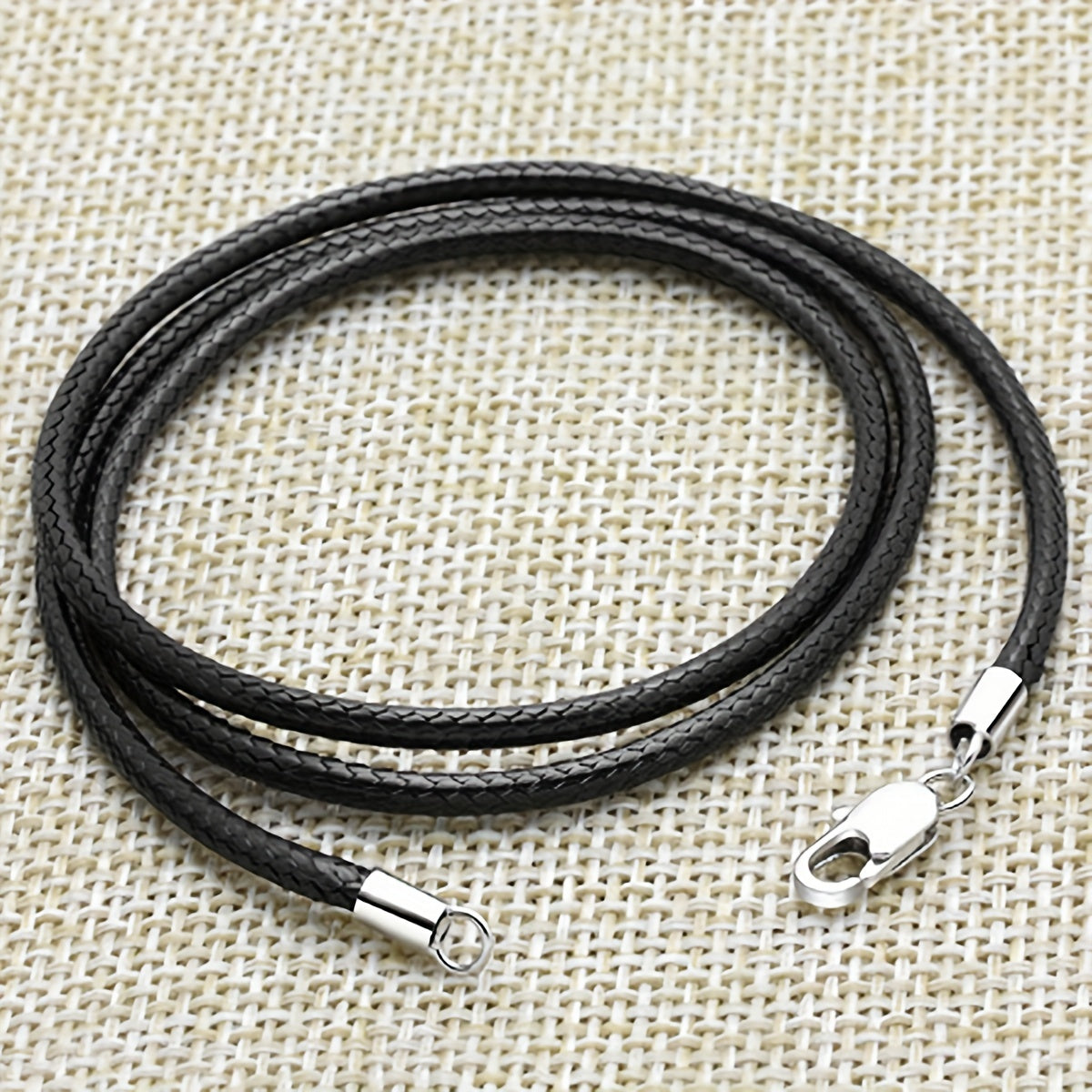 Men 3mm Wax Cord Choker Necklace Stainless Steel Clasp 16