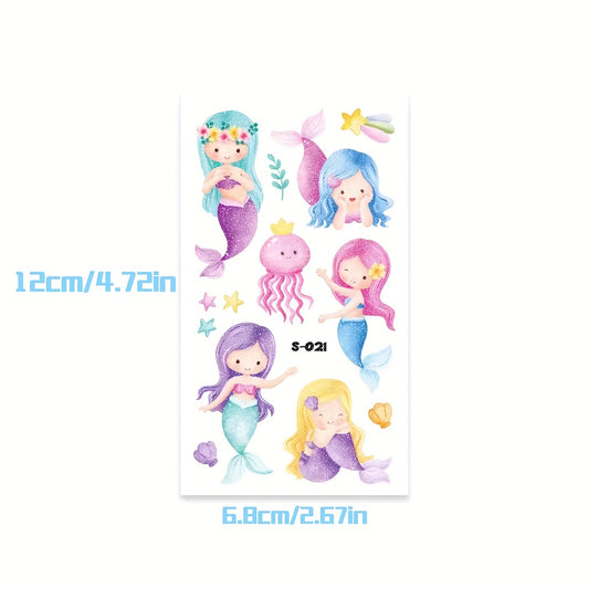 10pcs Mermaid Glitter Waterproof Tattoo Sticker for Kids