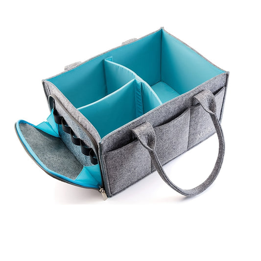 Diaper Caddy Nursery Storage Bin, Car Organizer - Grey