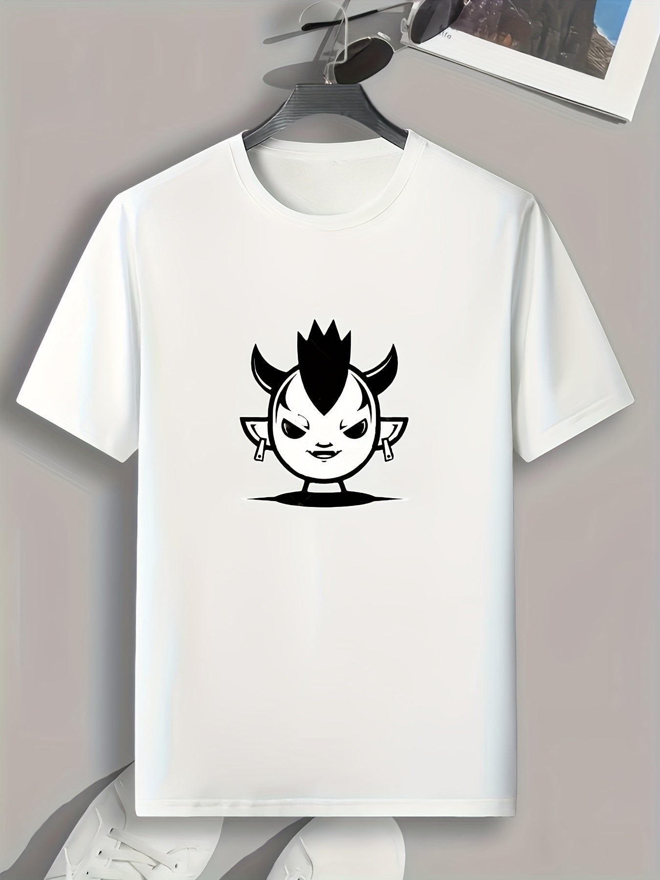 Demon Pattern Print Men's Comfy Sports T-shirt
