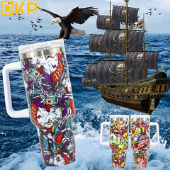 40oz Skull Head Insulated Tumbler Stainless Steel Car Cup Handle