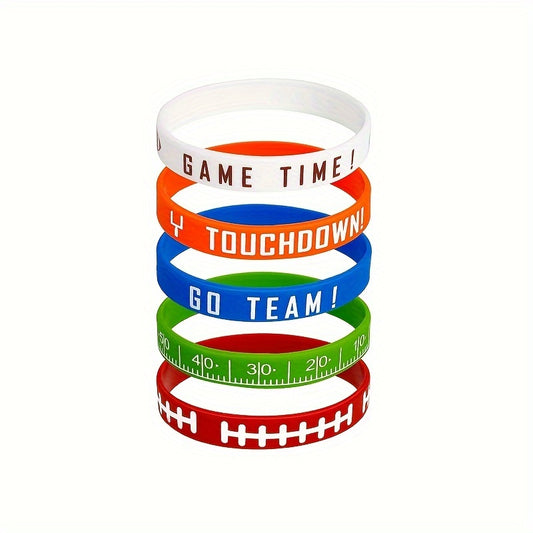 5 Pcs Rugby Silicone Bracelet: Inspirational Sports Wristband