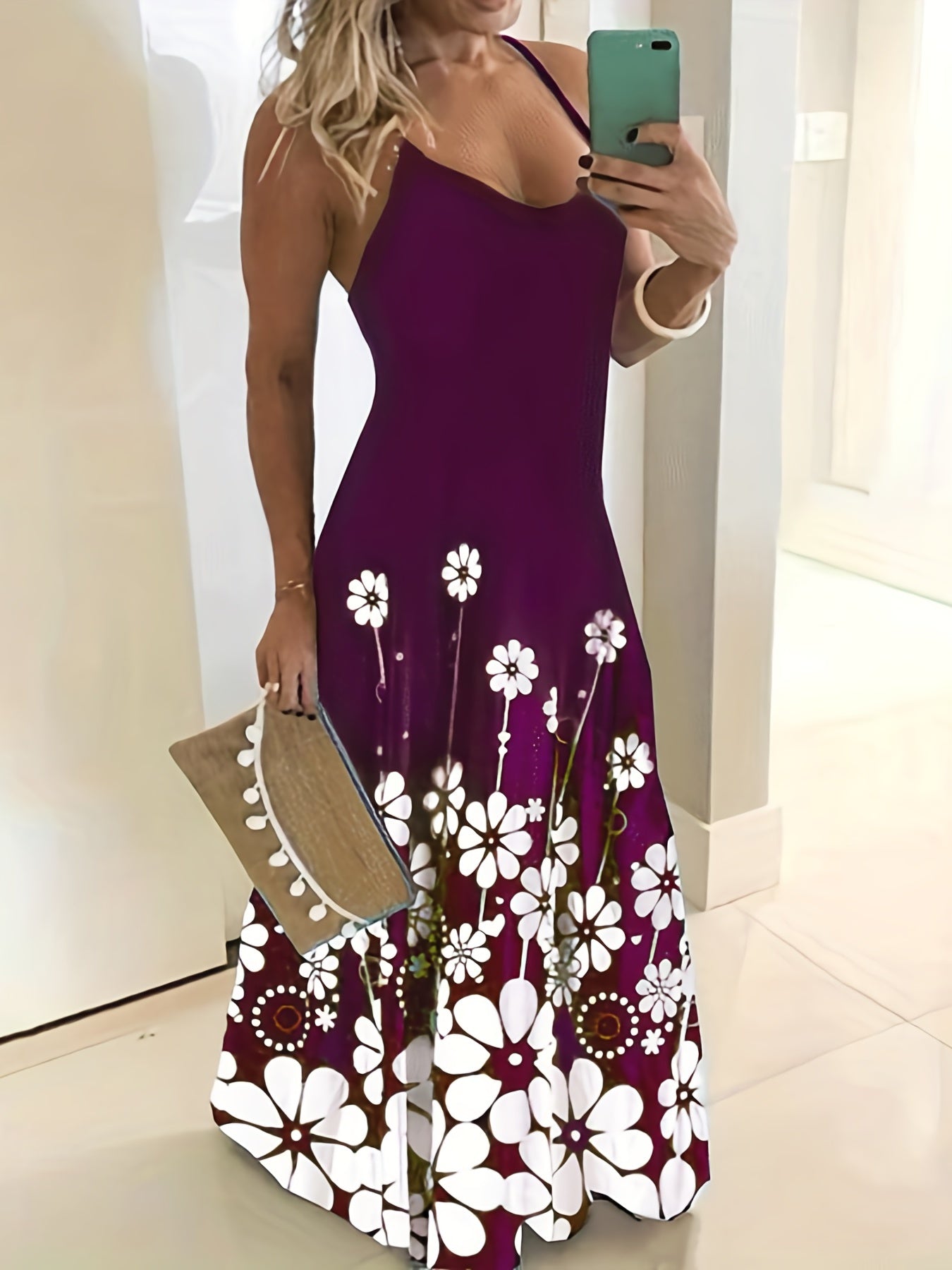 Floral Print Maxi Cami Dress Casual Dress For Summer & Spring