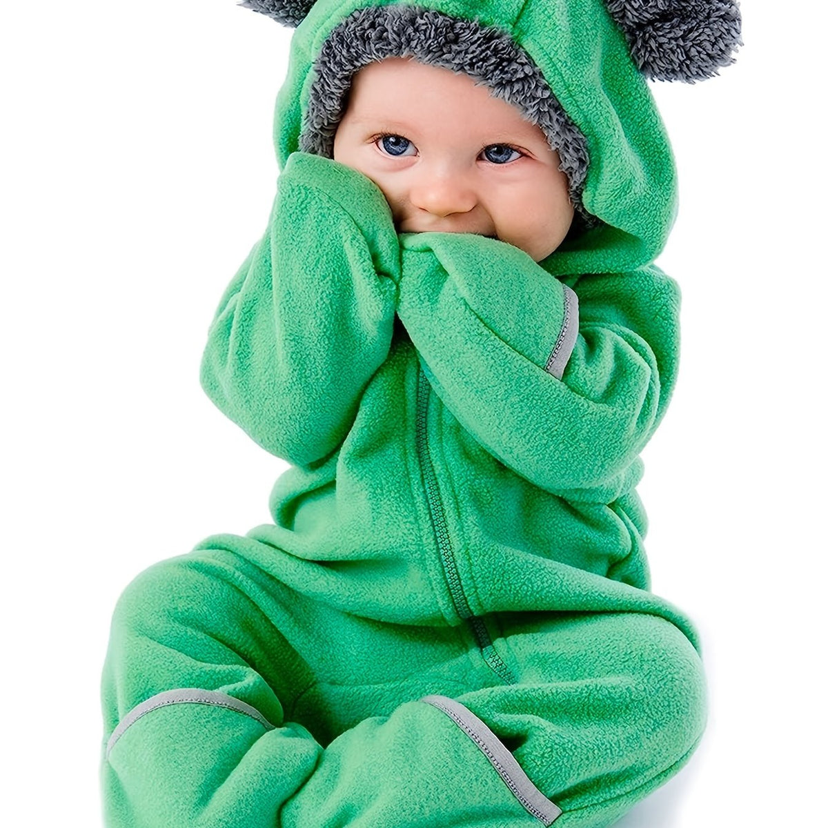 Fleece Baby Bunting Bodysuit Kids Hooded Romper Outerwear Toddler Warm Coat