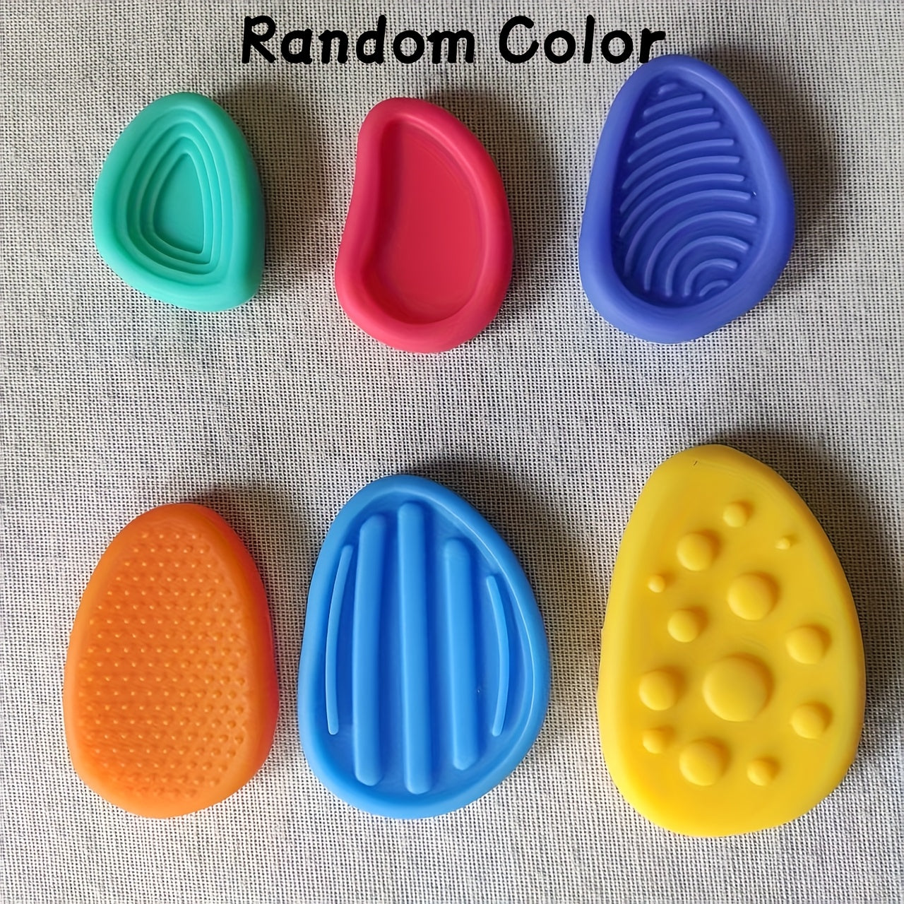 6 Pack Textured Soft Worry Stone Fidget Toys for Kids